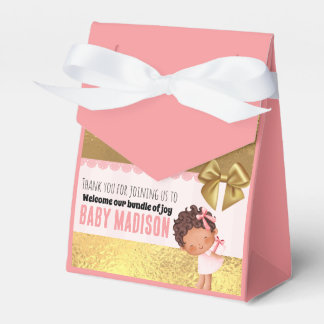 Baby Meisje Roze en Gouden Babyshower Uitnodiging Bedankdoosjes