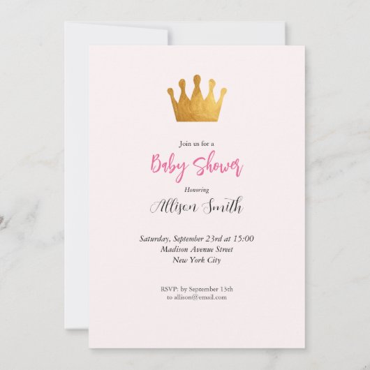Baby Meisje Roze Fairy Castle Princess Baby shower Kaart (Achterkant)
