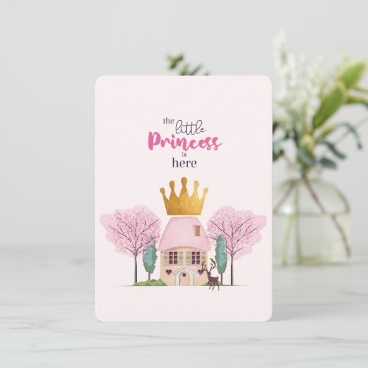 Baby Meisje Roze Fairy Castle Princess Baby shower Kaart (Staand voorkant)