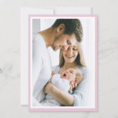 Baby Meisje Roze Foto Aankondiging Monogram (Achterkant)