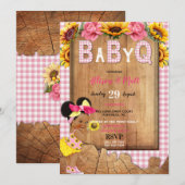 Baby Meisje Roze Geel Zonnebloem Baby Q Barbecue Kaart (Voorkant / Achterkant)