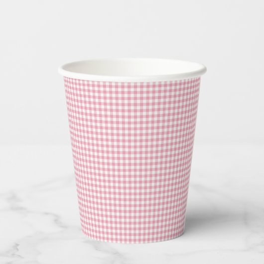 Baby Meisje Roze Gingham Zonnebloemen Baby Q BBQ P Papieren Bekers (Achterkant)