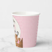 Baby Meisje Roze Gingham Zonnebloemen Baby Q BBQ P Papieren Bekers (Links)