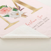 Baby Meisje roze & gouden geboorte statistieken -  Sherpa Deken (3/4)