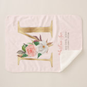 Baby Meisje roze & gouden geboorte statistieken -  Sherpa Deken (Voorkant (horizontaal))