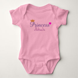 Baby Meisje Roze & Gouden Kroon Prinses Custom Romper