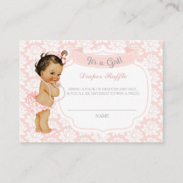 Baby Meisje Roze Grijs Luier Raffle Ticket Informatiekaartje