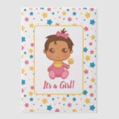 Baby Meisje Roze Jumpsuit Donker Insert Vellum Uitnodigingen (Voorkant)