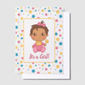 Baby Meisje Roze Jumpsuit Donker Insert Vellum Uitnodigingen (Offset)