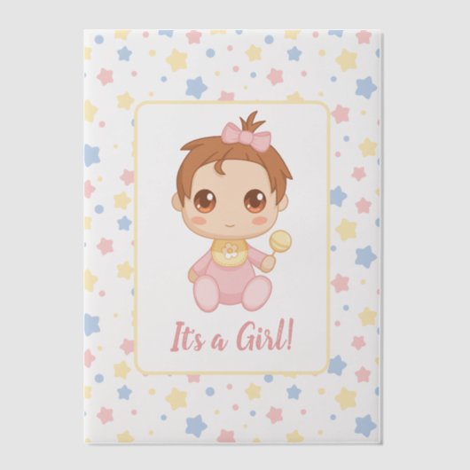 Baby Meisje Roze Jumpsuit Insert Vellum Uitnodigingen (Voorkant)