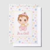 Baby Meisje Roze Jumpsuit Insert Vellum Uitnodigingen (Offset)