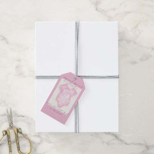 Baby meisje roze jurk cadeaulabel (Met Touw)