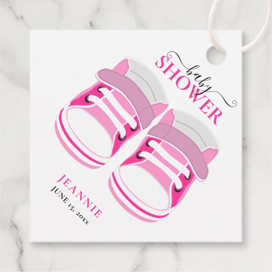 BABY MEISJE ROZE LAARZEN BABY SHOWER BEDANKJES LABELS (Achterkant)