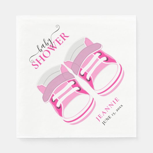 BABY MEISJE ROZE LAARZEN BABY SHOWER Servetten (Voorkant)