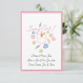 Baby Meisje Roze Leuke Kangoeroe Geboorte Aankondi (Staand voorkant)