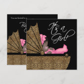 Baby Meisje Roze Luipaard Baby shower Kaart (Voorkant / Achterkant)