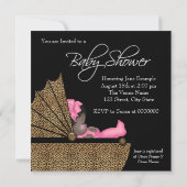 Baby Meisje Roze Luipaard Baby shower Kaart (Achterkant)