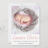 Baby Meisje Roze Marmeren Foto Aankondiging Geboor (Voorkant)