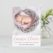Baby Meisje Roze Marmeren Foto Aankondiging Geboor (Staand voorkant)
