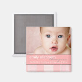 Baby Meisje Roze Moderne Fotomagneet Magneet (Voorkant / Achterkant)