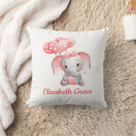 Baby Meisje Roze Olifant Ballon Monogram Slaapkame Kussen