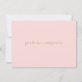 Baby Meisje Roze Ooievaar Gouden Ster Script Dank Bedankkaart (Achterkant)