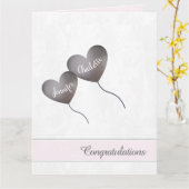 Baby meisje roze & paarse ballon twin doop kaart (Gele Bloem)
