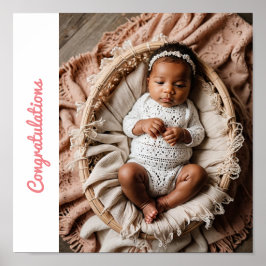 baby meisje roze partij foto gefeliciteerd poster