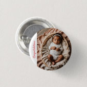 baby meisje roze partij foto gefeliciteerd ronde button 3,2 cm (Voorkant /achterkant)