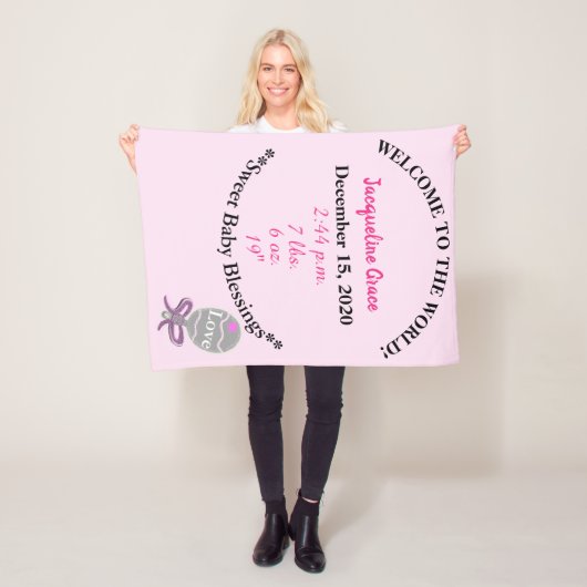 Baby Meisje Roze Rattle Fleece Deken (In situ)