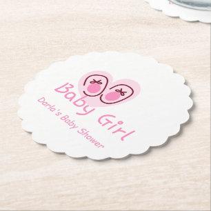 Baby Meisje Roze Schoenen Baby Shower Kartonnen Onderzetters