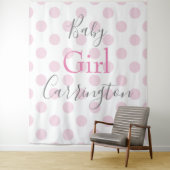 Baby Meisje Roze Stippen Script Baby Shower Wandkleed (In situ)