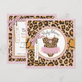 Baby Meisje Roze Tutu Cheetah Print Baby shower Kaart (Voorkant / Achterkant)