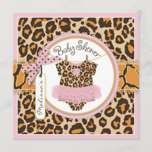 Baby Meisje Roze Tutu Cheetah Print Baby shower Kaart
