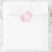Baby Meisje Roze Voetafdruk Eenvoudige Douche Stic Ronde Sticker (Tas)