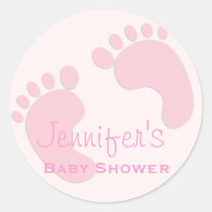 Baby Meisje Roze Voetafdruk Eenvoudige Douche Stic Ronde Sticker