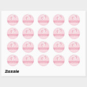 Baby Meisje Roze Voetafdruk Polka Dot Douche Stick Ronde Sticker (Vel)