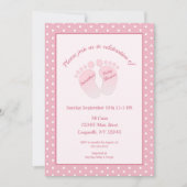 Baby Meisje Roze Voeten Polka dot Baby shower Kaart (Voorkant)