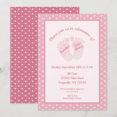 Baby Meisje Roze Voeten Polka dot Baby shower Kaart (Voorkant / Achterkant)
