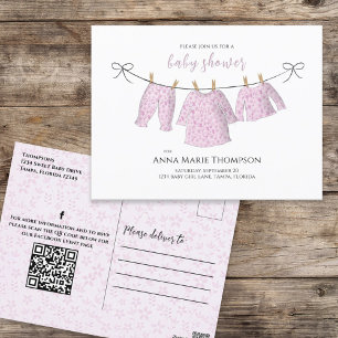 Baby Meisje Roze Waterverf Schattige Bloemen Cloth Briefkaart