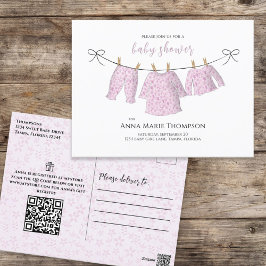 Baby Meisje Roze Waterverf Schattige Bloemen Cloth Briefkaart