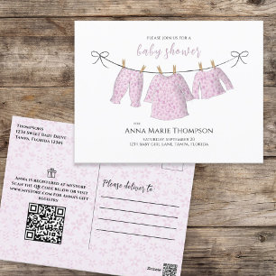 Baby Meisje Roze Waterverf Schattige Bloemen Cloth Briefkaart