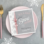 Baby Meisje Roze We zijn Sneeuw Opgewonden Sneeuwv Servet