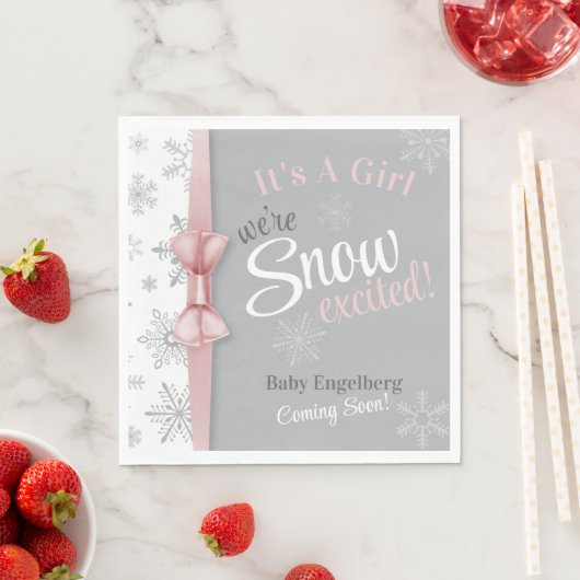 Baby Meisje Roze We zijn Sneeuw Opgewonden Sneeuwv Servet (Insitu)