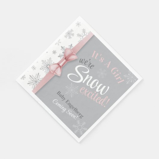 Baby Meisje Roze We zijn Sneeuw Opgewonden Sneeuwv Servet (Hoek)