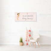  Baby Meisje Roze Wit & Grijs Spandoek (Insitu)