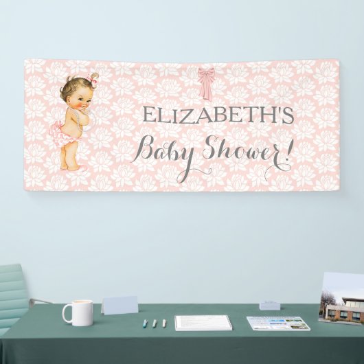  Baby Meisje Roze Wit & Grijs Spandoek (Beurs)