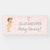  Baby Meisje Roze Wit & Grijs Spandoek (Horizontaal)