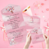 Baby Meisje Roze Wolken Ballonnen Douche Uitnodigi All In One Uitnodiging