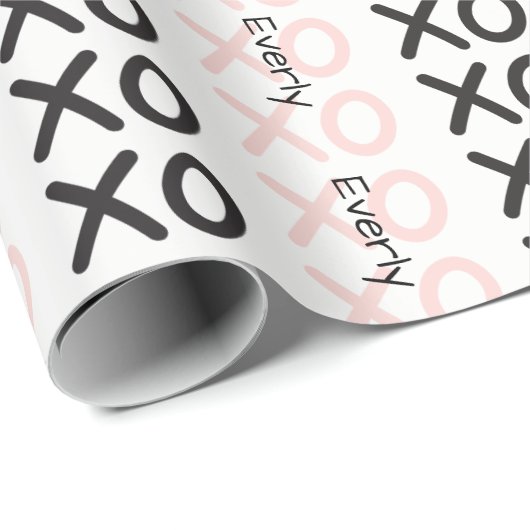 Baby Meisje  Roze XO Knuffels en Kisses Patroon Cadeaupapier (Rol Hoek)